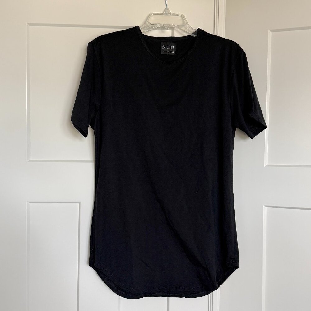 Cuts Clothing Men's Short Sleeve Crew Neck Tee in Black Sz L long